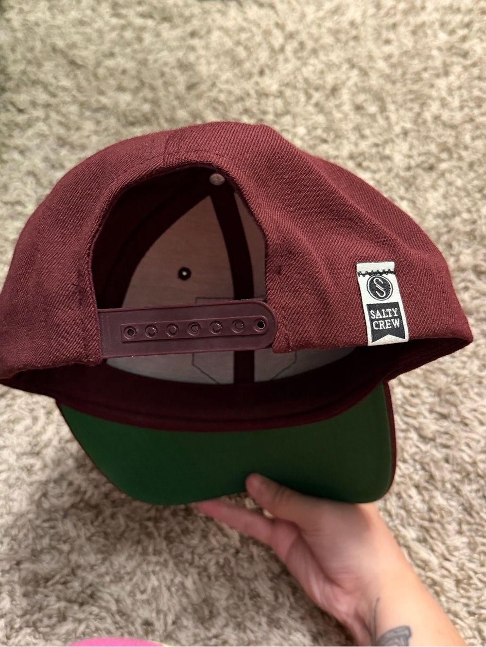 Salty Crew Maroon Patch Logo Baseball Cap - Picture 3 of 5